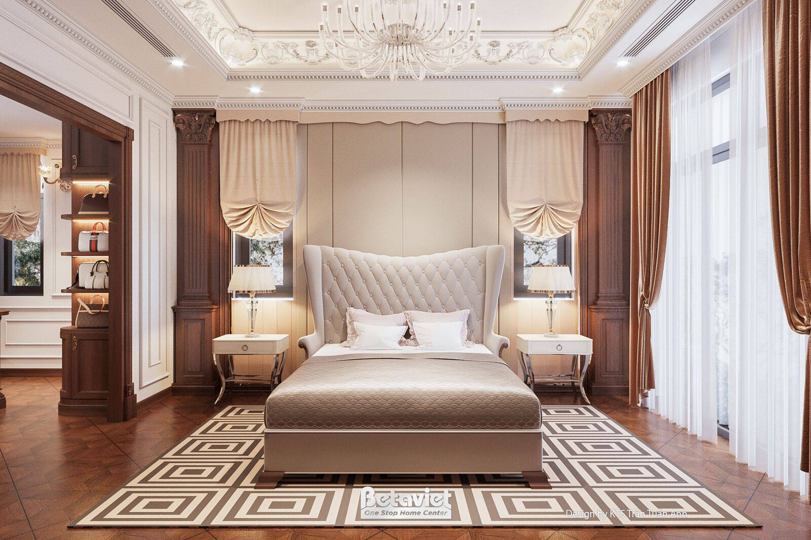 Nội thất phòng ngủ biệt thự tân cổ điển NT25703 – góc nhìn 3