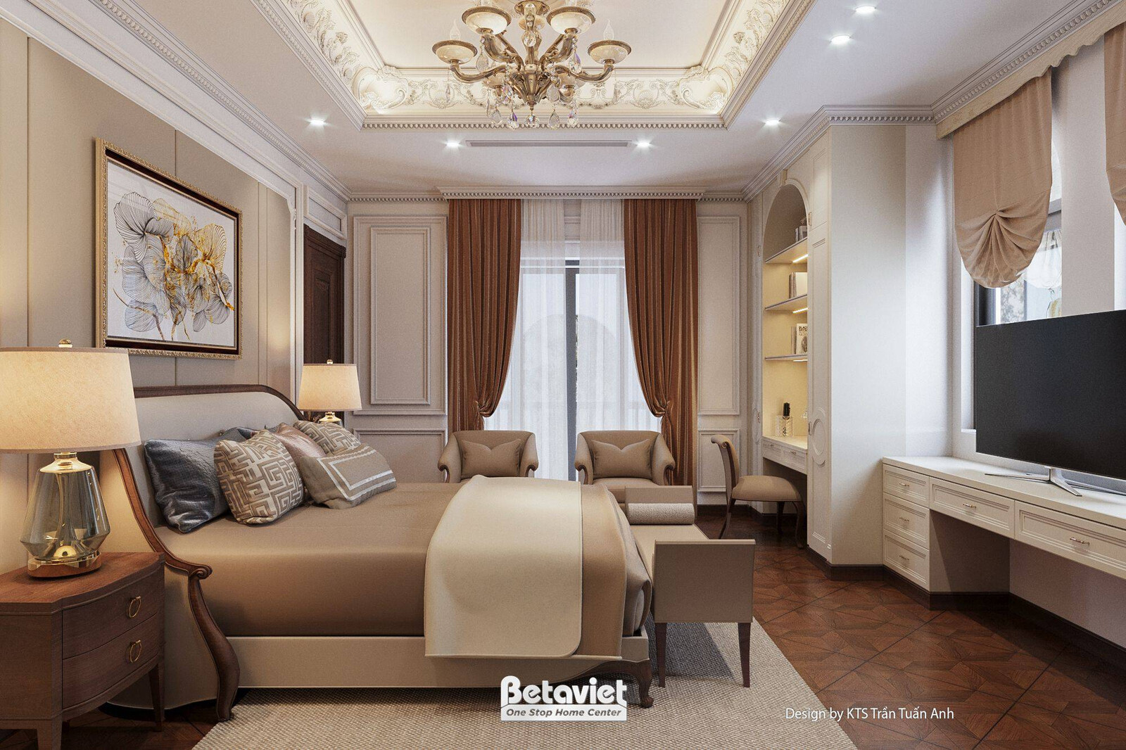 Nội thất phòng ngủ biệt thự tân cổ điển NT25703 – góc nhìn 8