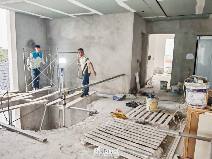 Thi công biệt thự 3 tầng hiện đại TC24024, giai đoạn thi công phần thô – chi tiết hoàn thiện