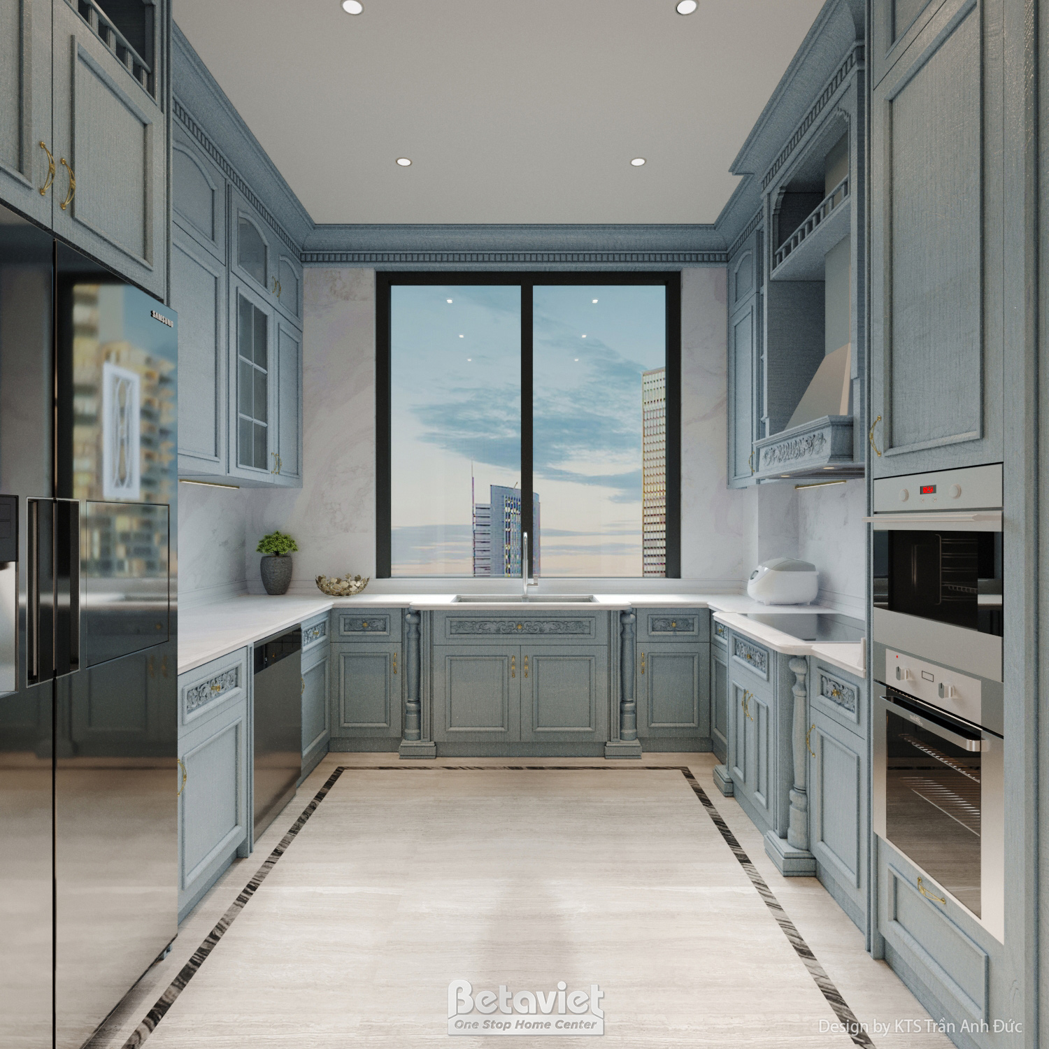 Thiết kế bếp căn hộ Duplex tân cổ điển The Zei Mỹ Đình NT25701