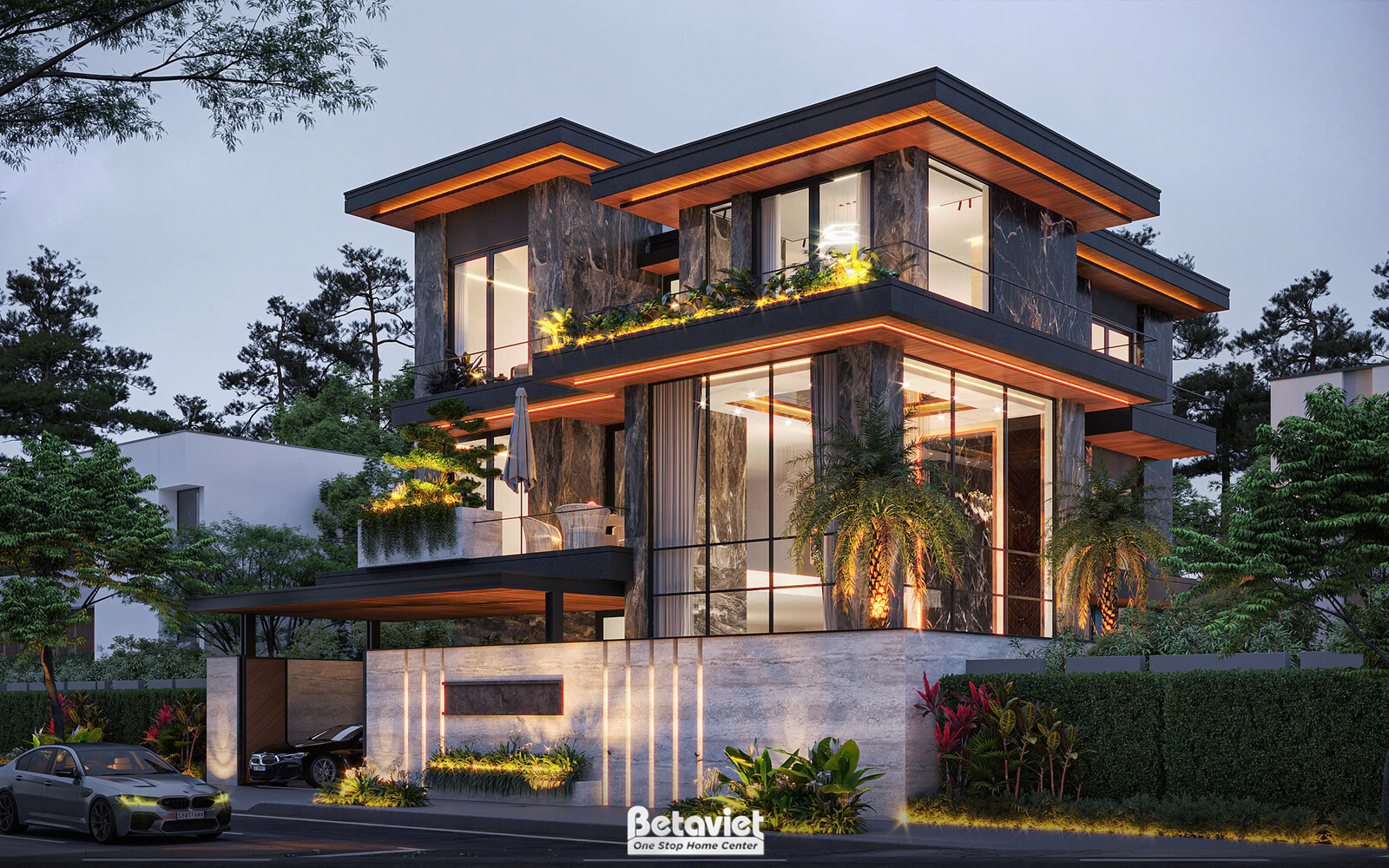 Biệt thự 3 tầng hiện đại KT24778 – phối cảnh mặt tiền (4)