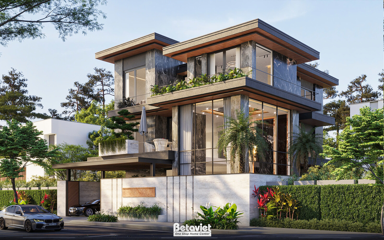 Biệt thự 3 tầng hiện đại KT24778 – phối cảnh mặt tiền (2)