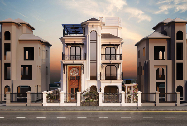 Thiết kế biệt thự 4 tầng tân cổ điển KĐT Vinhomes Ocean Park KT25703