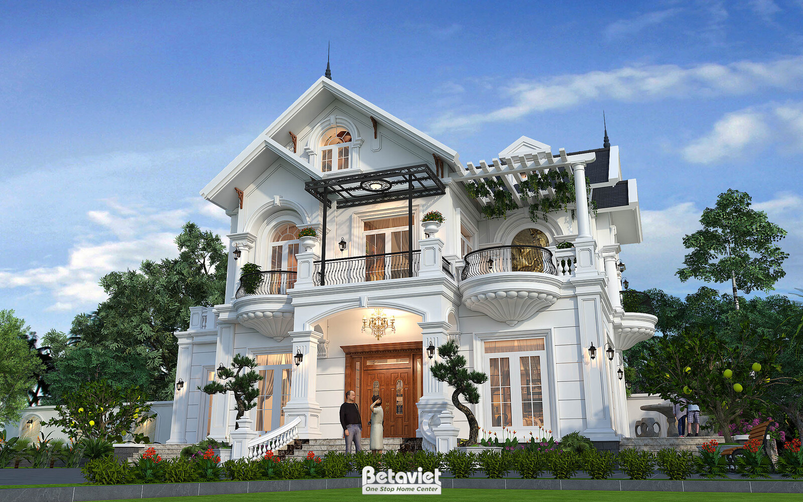 Biệt thự 2 tầng tân cổ điển KT25709 – ban công