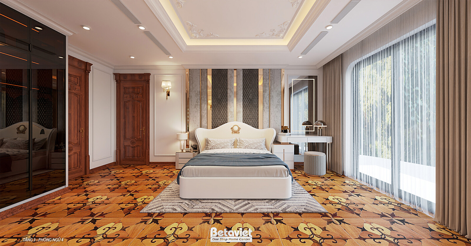 Nội thất phòng ngủ biệt thự tân cổ điển KT2008131 – góc nhìn 7