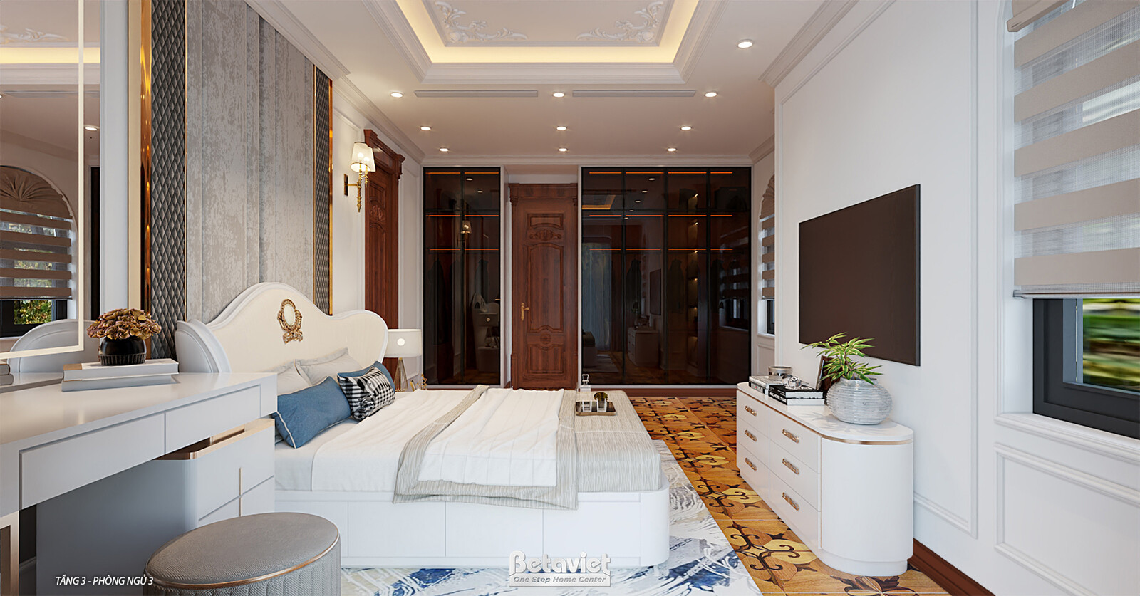 Nội thất phòng ngủ biệt thự tân cổ điển KT2008131 – góc nhìn 9