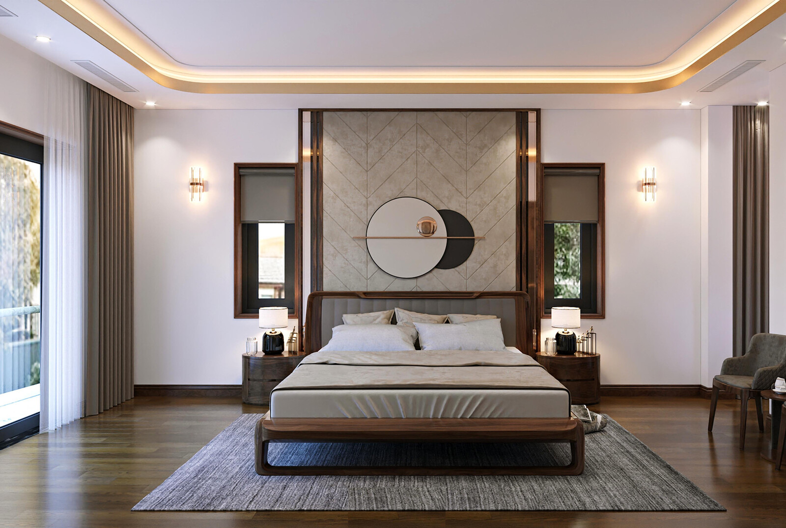 Nội thất phòng ngủ biệt thự hiện đại KT5001412 – góc nhìn 3