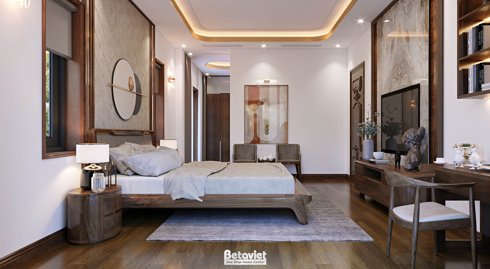 Nội thất phòng ngủ biệt thự hiện đại KT5001412 – góc nhìn 9