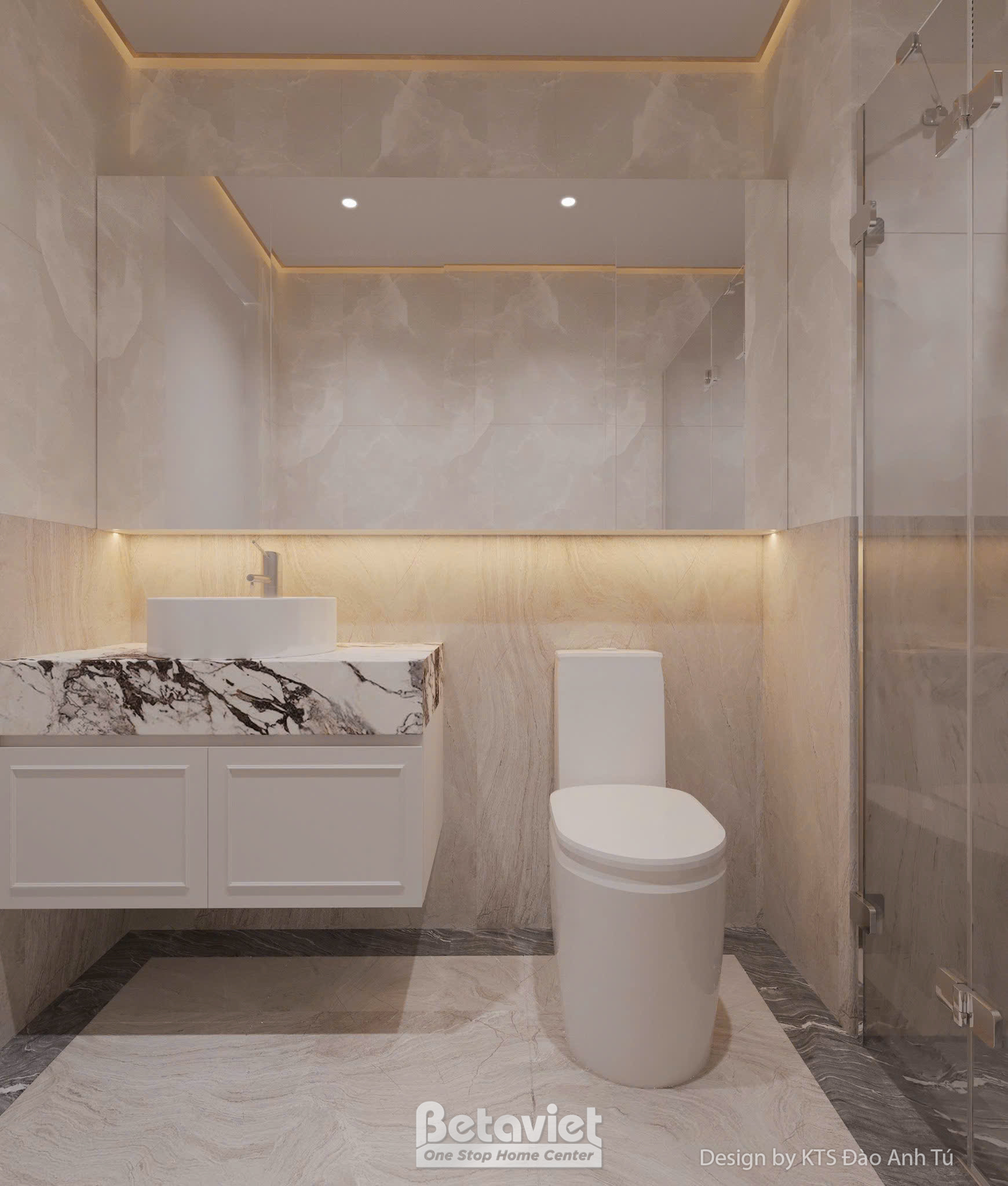 Thiết kế phòng tắm căn hộ Art Deco KĐT Vinhomes Ocean Park NT25707