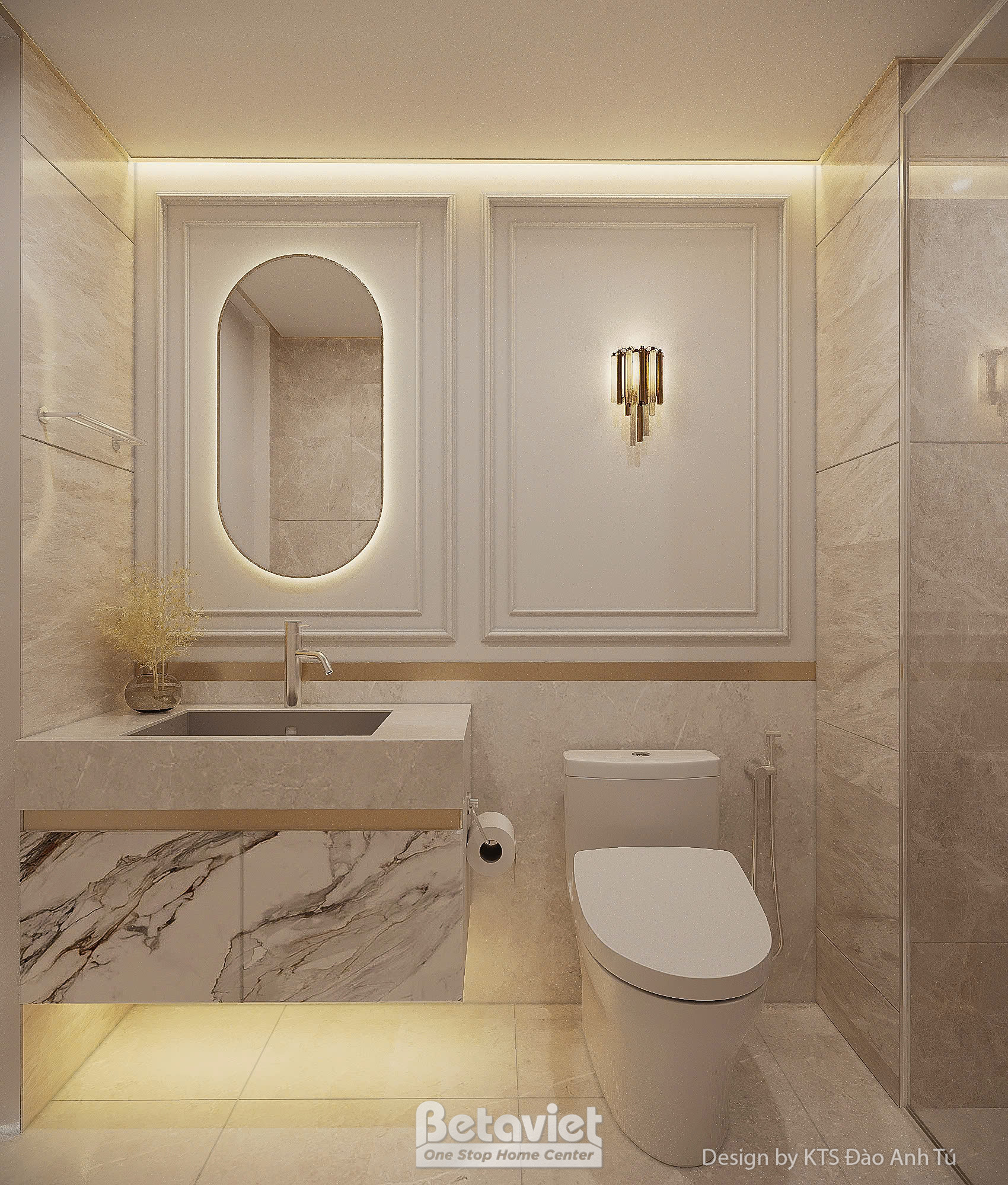 Thiết kế phòng tắm căn hộ Art Deco KĐT Vinhomes Ocean Park NT25707