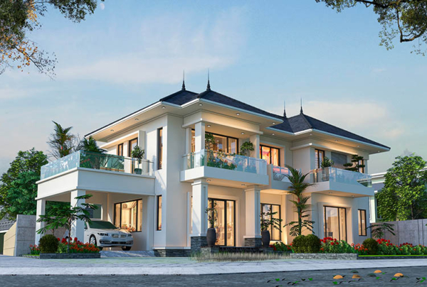 Thiết kế biệt thự 2 tầng phong cách hiện đại tại Hà Tĩnh KT2009244