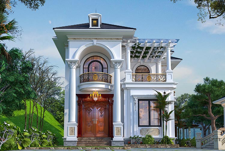 Mẫu biệt thự mái Nhật 2 tầng bán cổ điển Bắc Giang thiết kế Betaviet