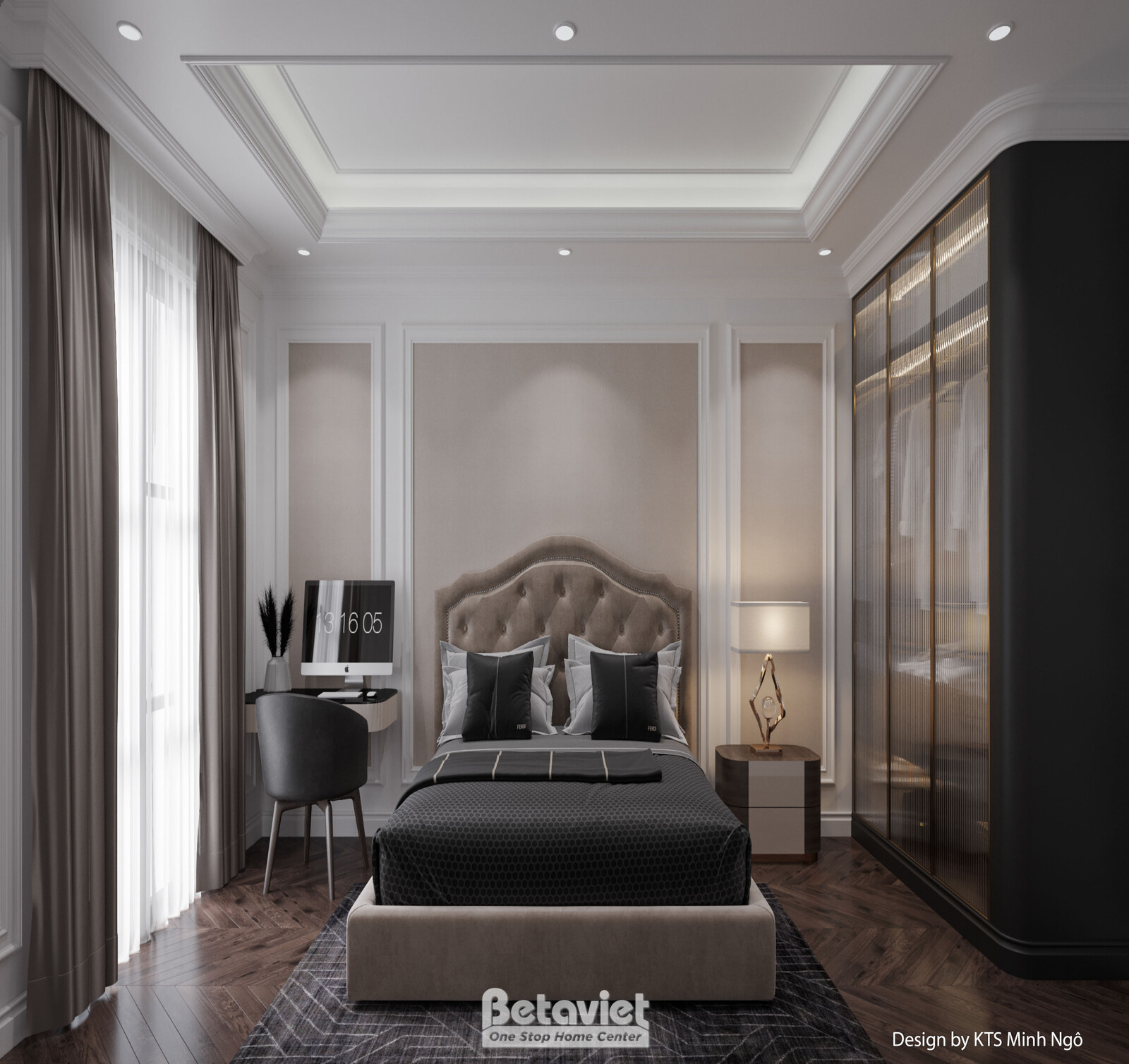 Nội thất phòng ngủ biệt thự cổ điển KT25816 – góc nhìn 5