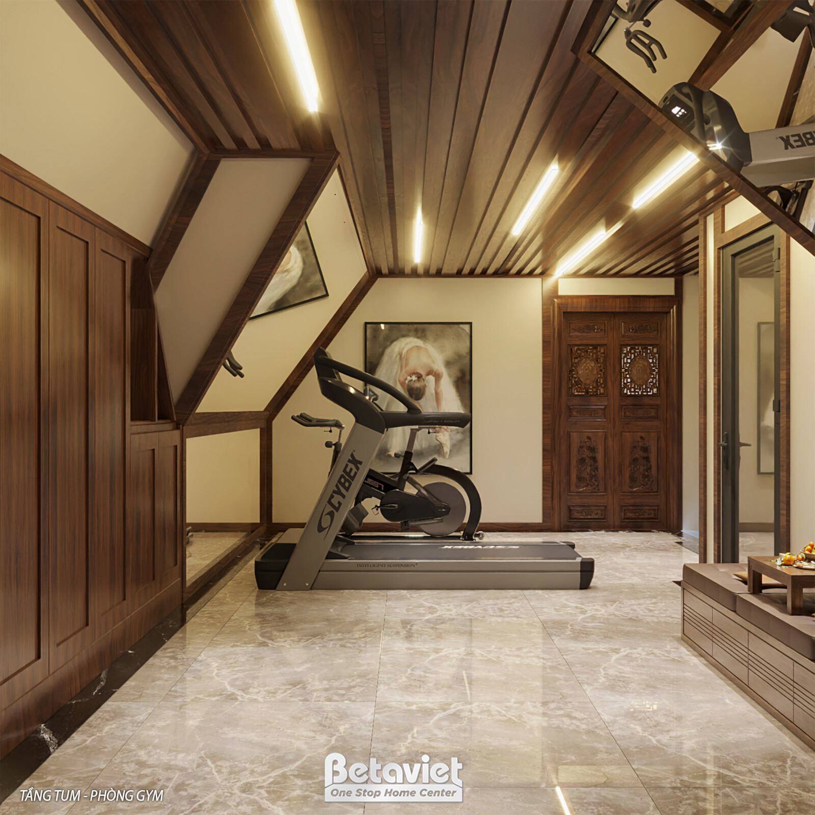 Nội thất phòng tập gym biệt thự hiện đại NT9187871 – góc nhìn 2