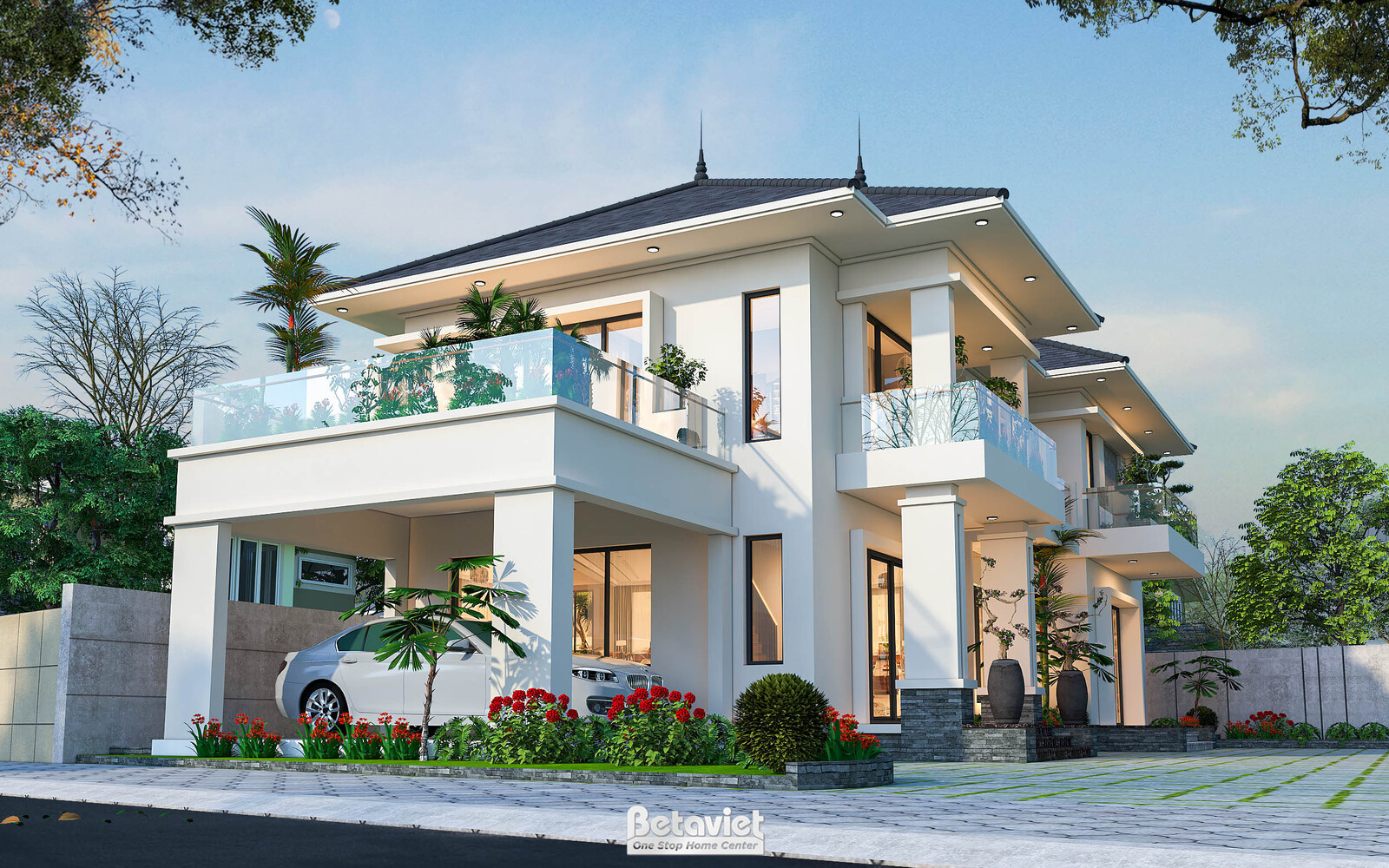 Biệt thự 2 tầng hiện đại KT2009244 – phối cảnh mặt tiền (4)