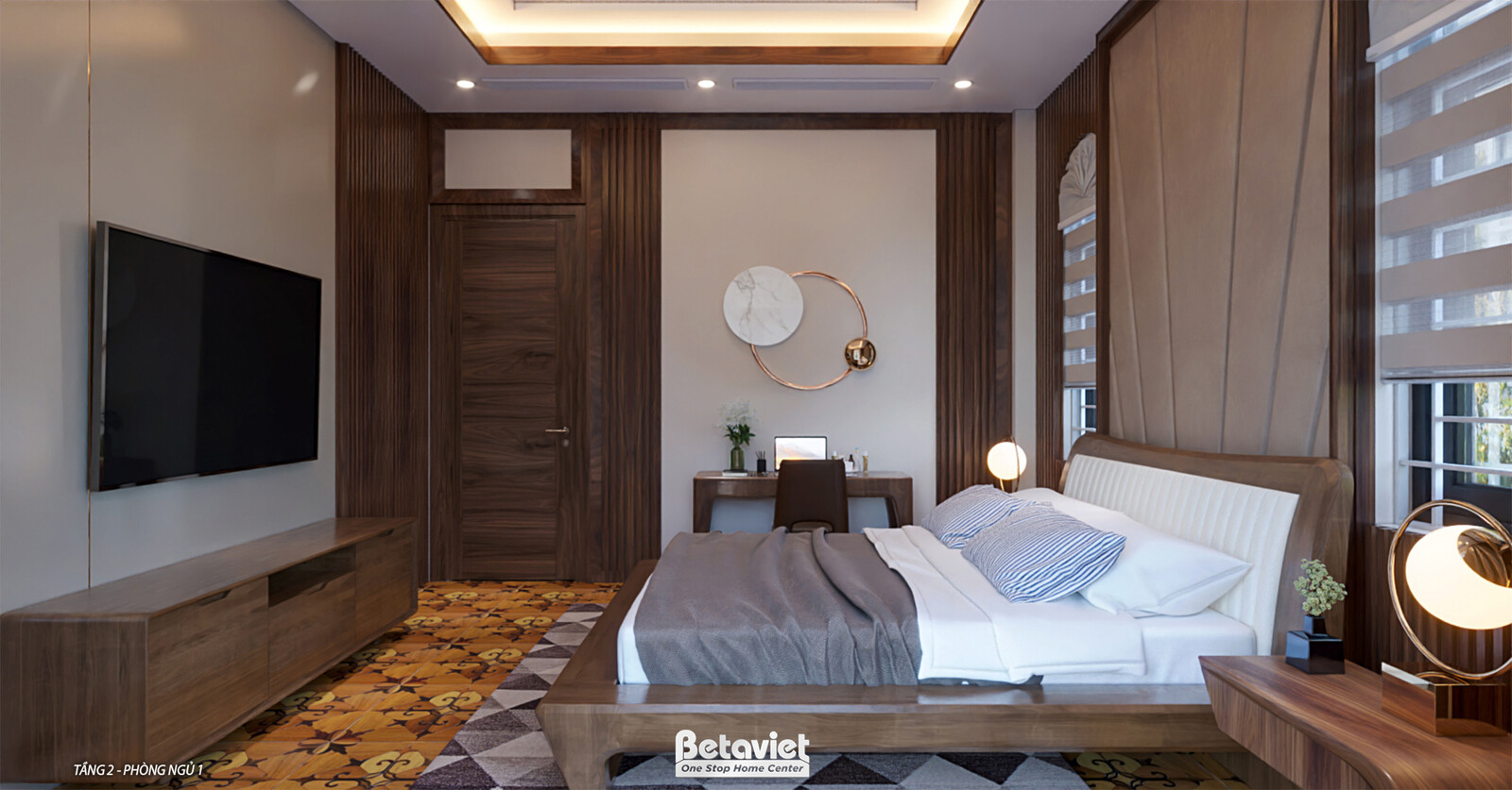 Nội thất phòng ngủ biệt thự hiện đại gỗ NT9187871 – góc nhìn 7