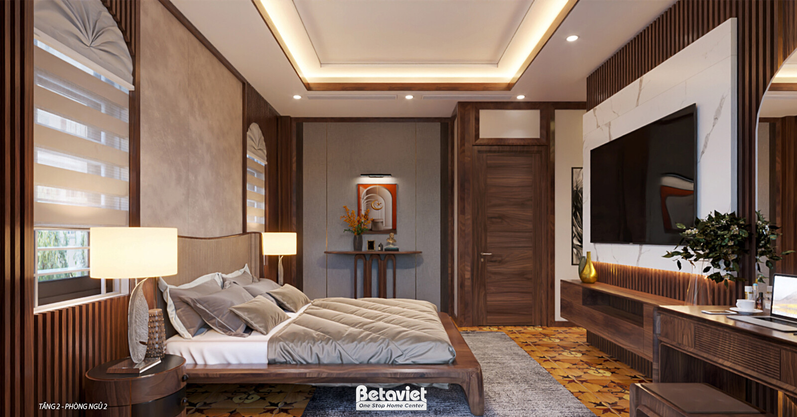 Nội thất phòng ngủ biệt thự hiện đại gỗ NT9187871 – góc nhìn 11