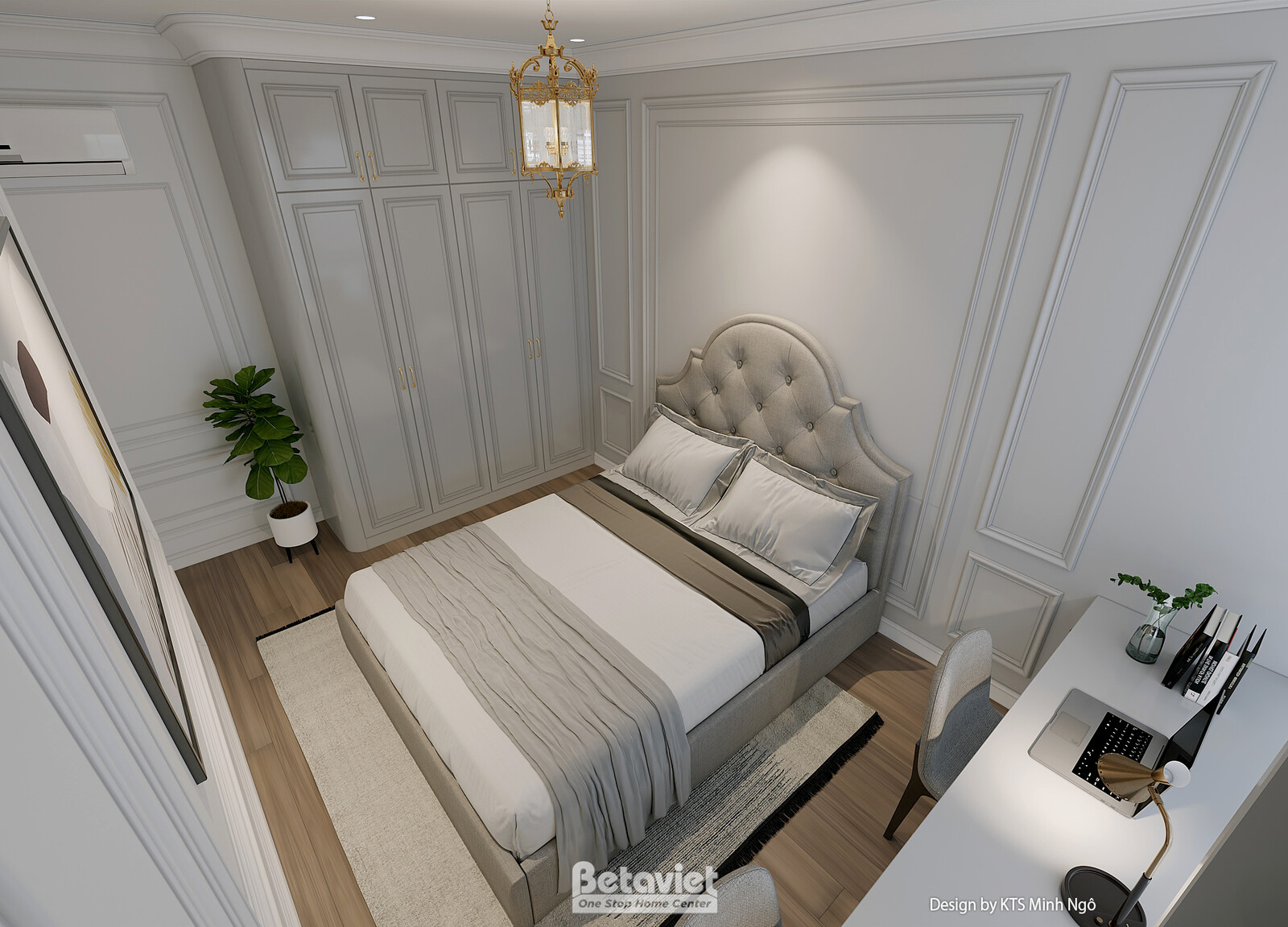 Nội thất phòng ngủ biệt thự tân cổ điển NT25815 – góc nhìn 2