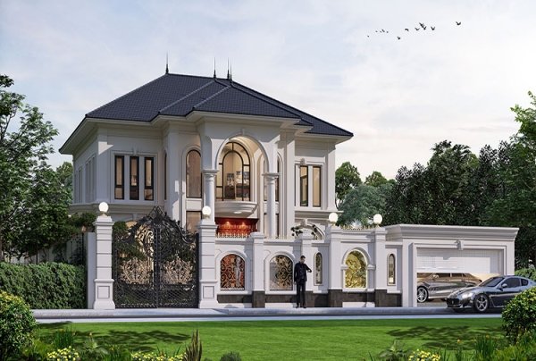Mẫu biệt thự tân cổ điển 2 tầng mái Nhật  tại Đồng Tháp KT5021106