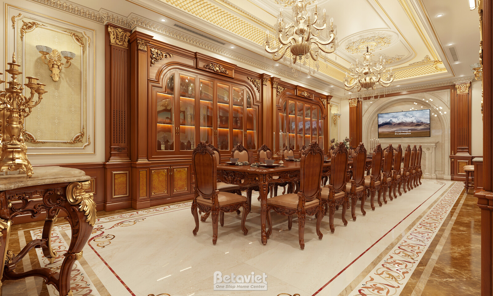Nội thất phòng ăn biệt thự tân cổ điển NT2009313 – góc nhìn 5