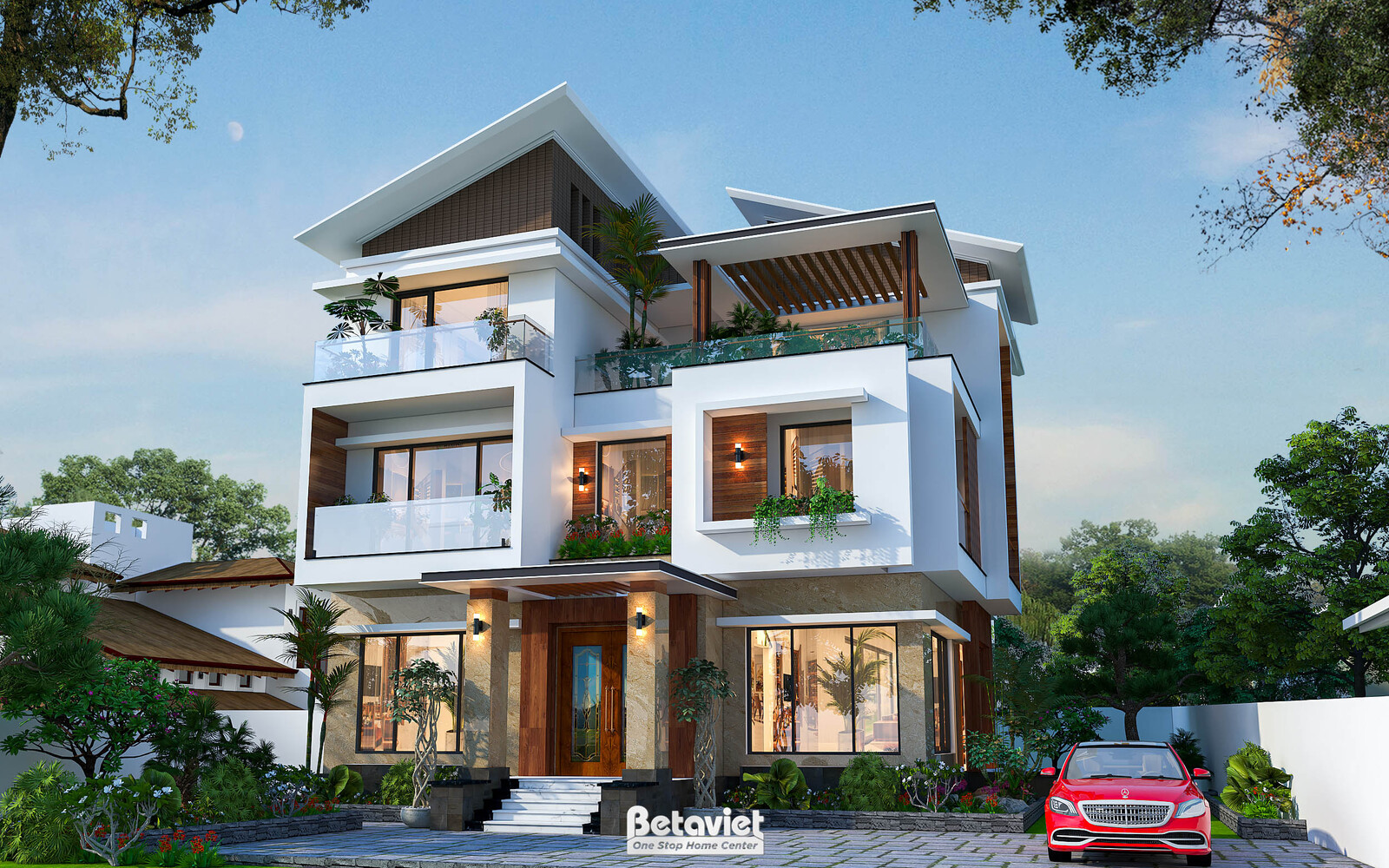 Biệt thự 3 tầng hiện đại KT2009342 – phối cảnh mặt tiền (3)