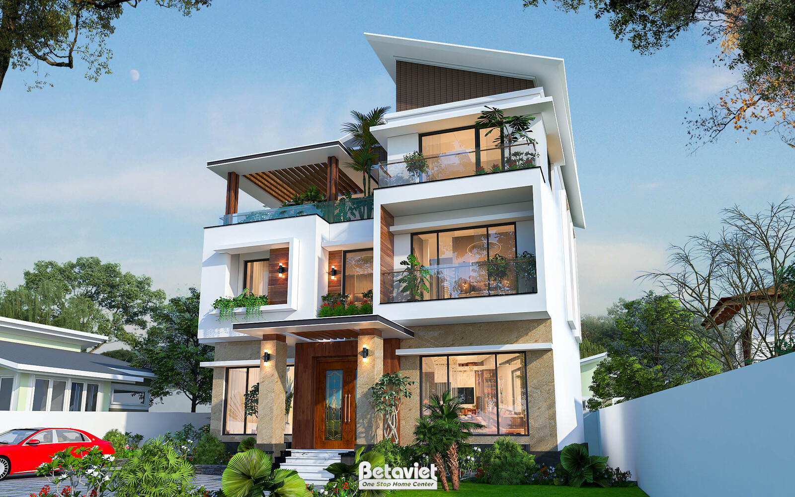 Biệt thự 3 tầng hiện đại KT2009342 – phối cảnh mặt tiền (4)
