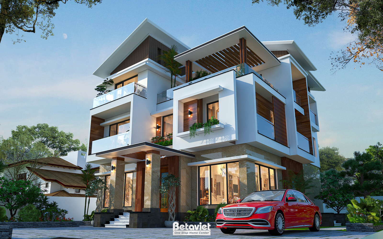 Biệt thự 3 tầng hiện đại KT2009342 – phối cảnh mặt tiền (5)