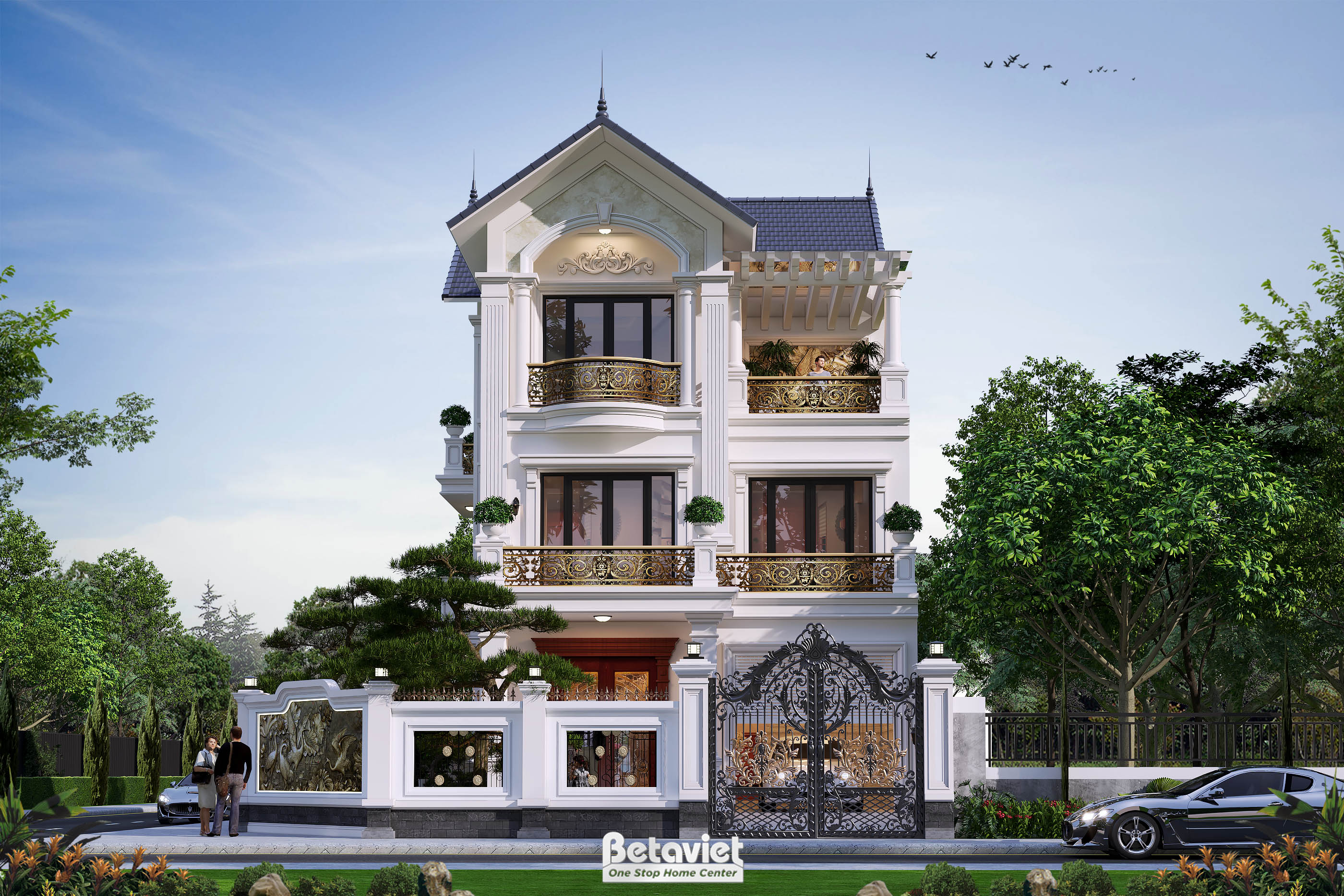 Biệt thự 3 tầng tân cổ điển KT2002927 – ban công