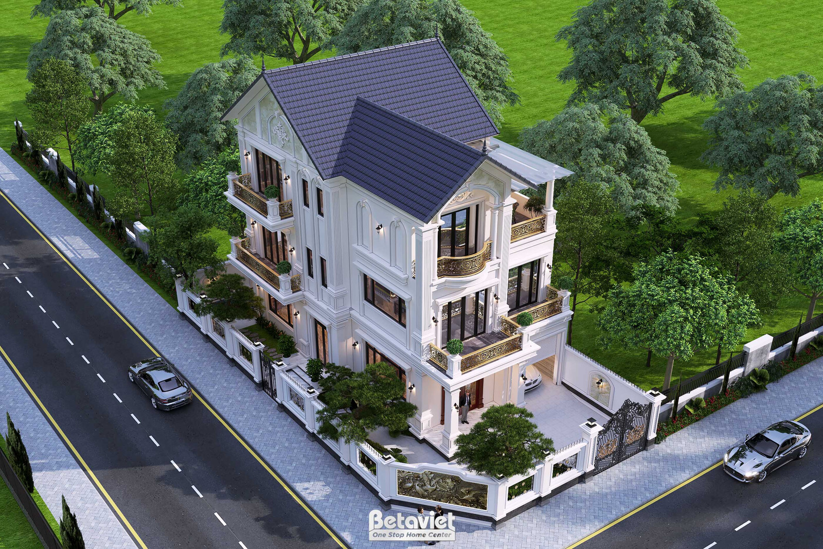Biệt thự 3 tầng tân cổ điển KT2002927 – phối cảnh mặt tiền (3)
