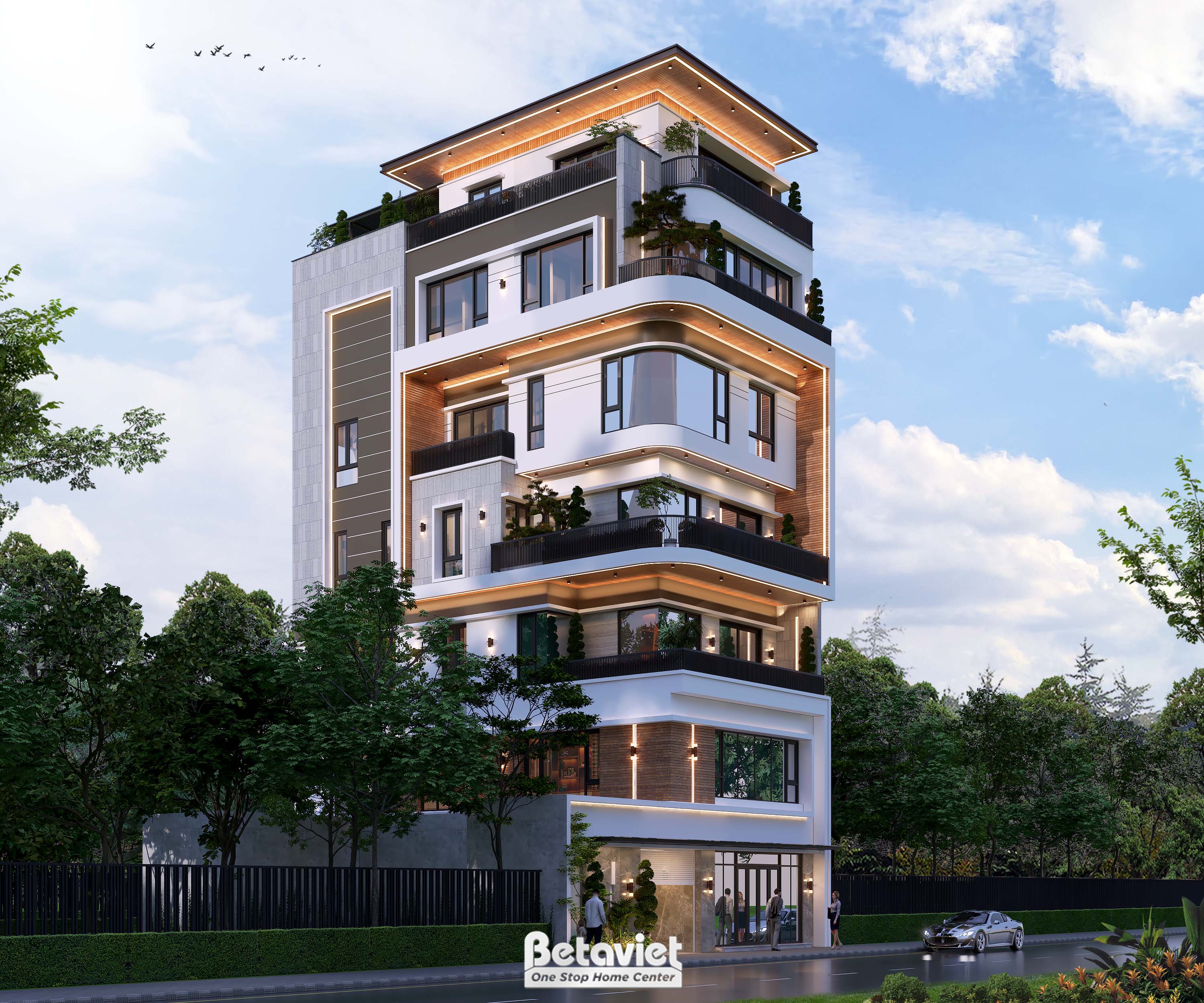Biệt thự phố hiện đại 7 tầng tại Hà Nam - phối cảnh 2