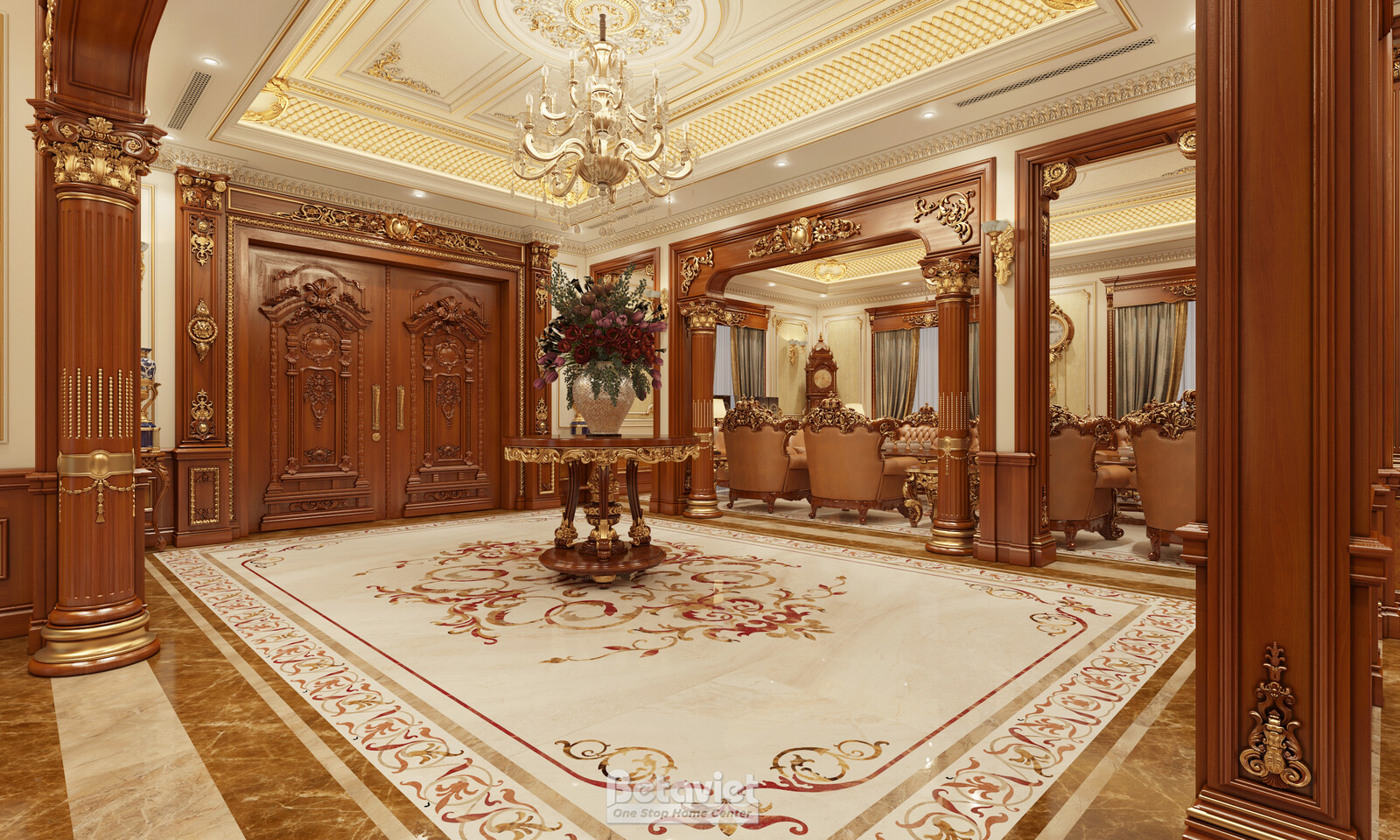 Nội thất đại sảnh biệt thự tân cổ điển NT2009313 – góc nhìn 7