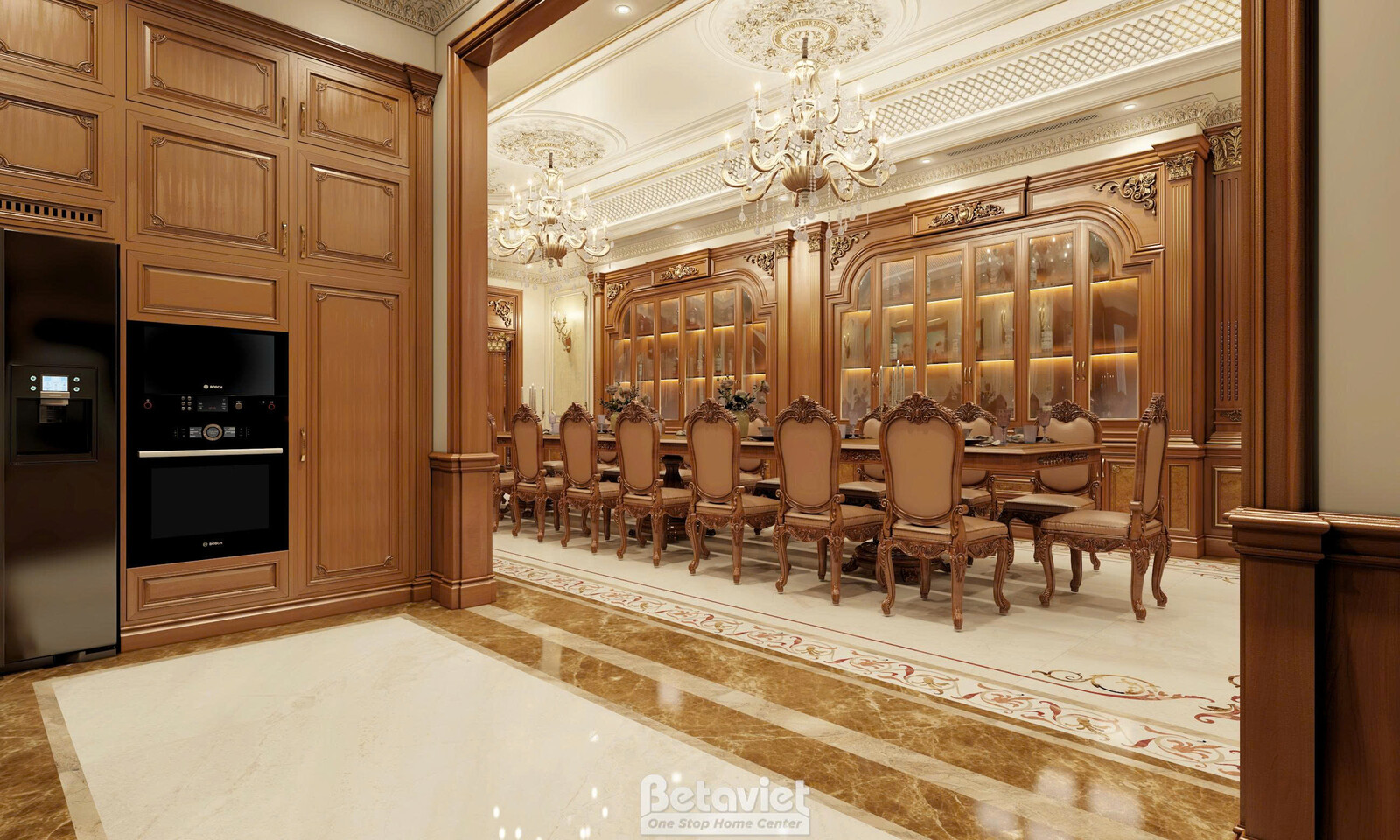 Nội thất phòng ăn biệt thự tân cổ điển NT2009313 – góc nhìn 5