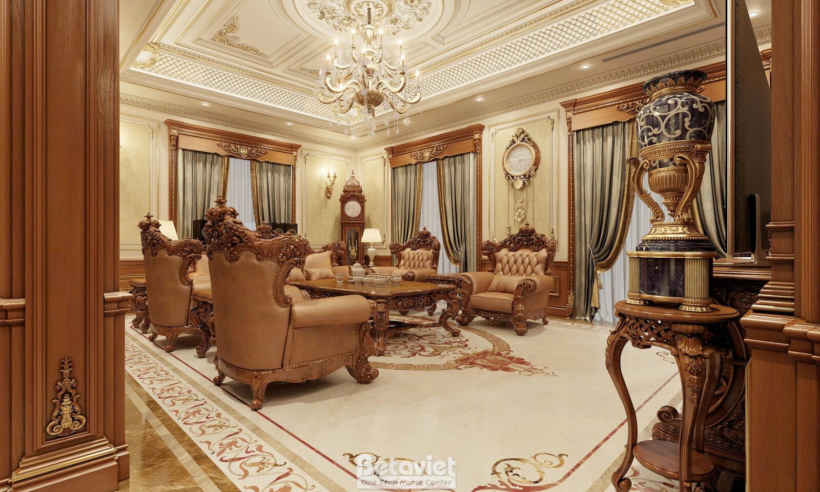 Nội thất phòng khách biệt thự tân cổ điển NT2009313 – góc nhìn 4