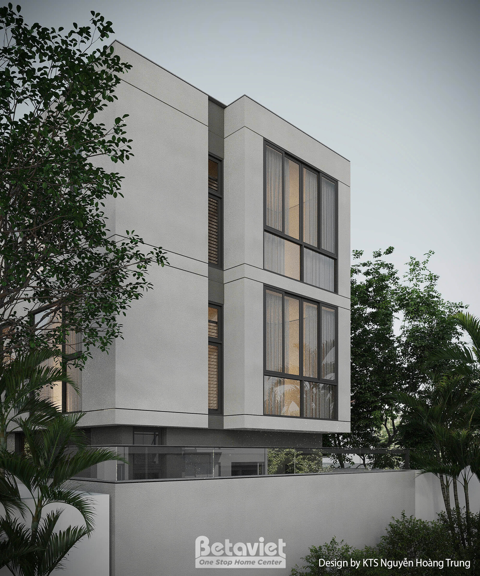 Biệt thự 3 tầng minimalism KT2600150 – phối cảnh mặt tiền (6)