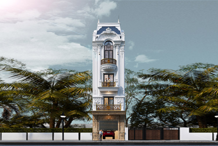 Shophouse tân cổ điển 5 tầng kết hợp kinh doanh tại Nghệ An KT5011204 – phối cảnh mặt tiền