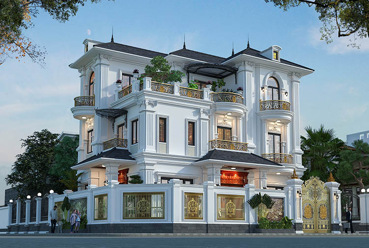 Thiết kế biệt thự Thái Nguyên - Dự án KT2009381 tân cổ điển mái Nhật 3 tầng 427m²