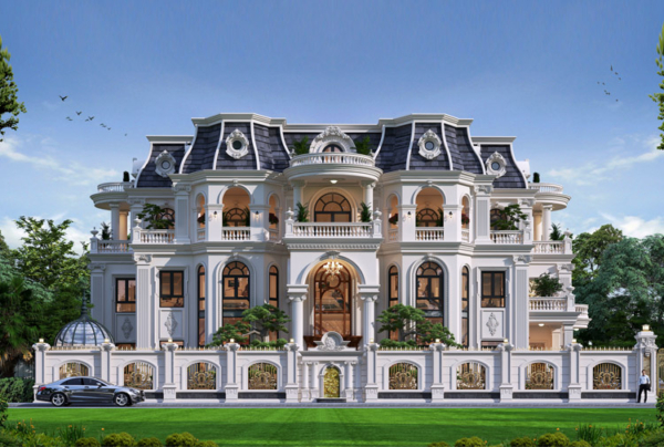 Thiết kế dinh thự tân cổ điển 3 tầng mái Mansard tại Hải Phòng KT25828