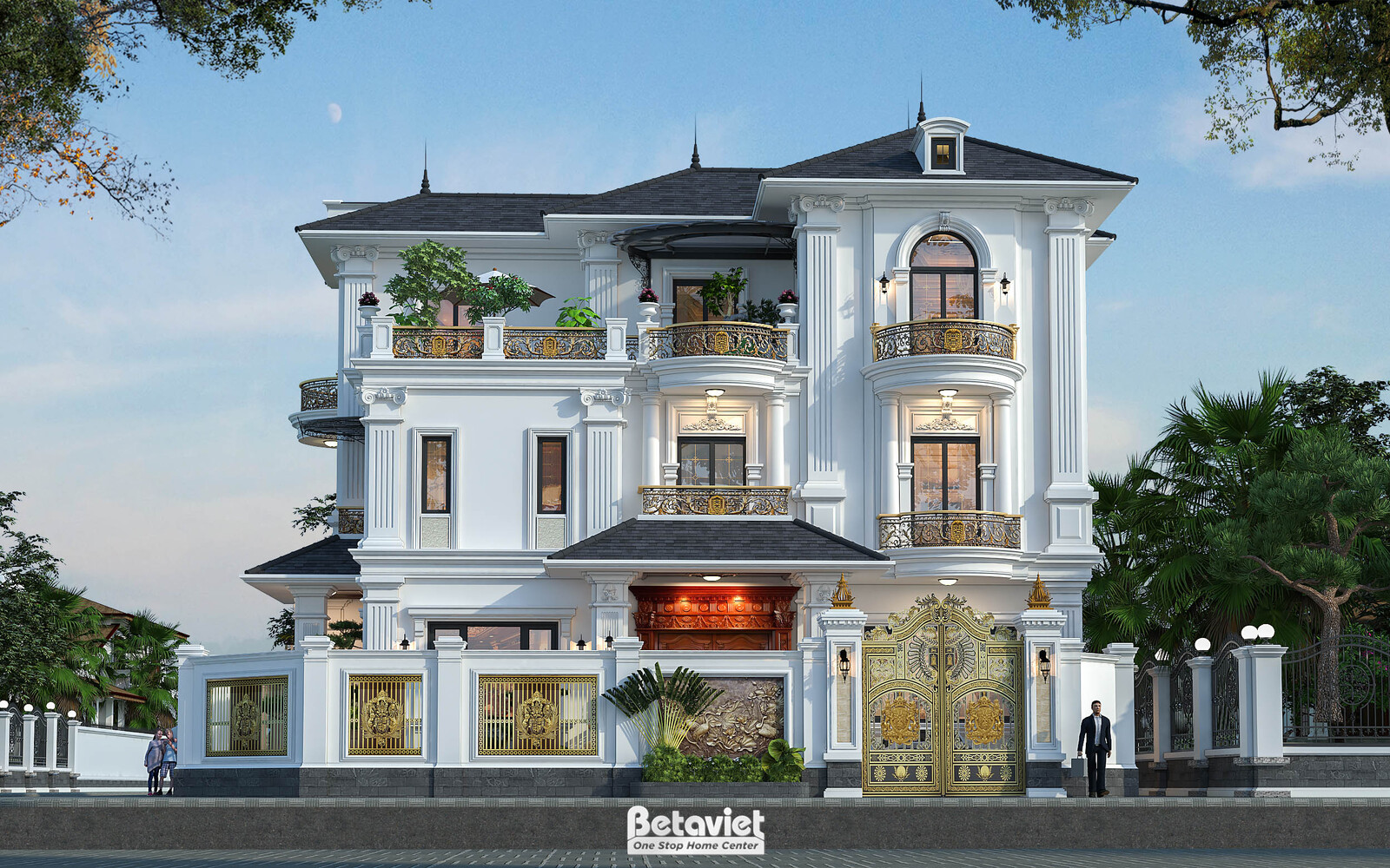 Biệt thự 3 tầng tân cổ điển KT2009381 – phối cảnh mặt tiền (2)