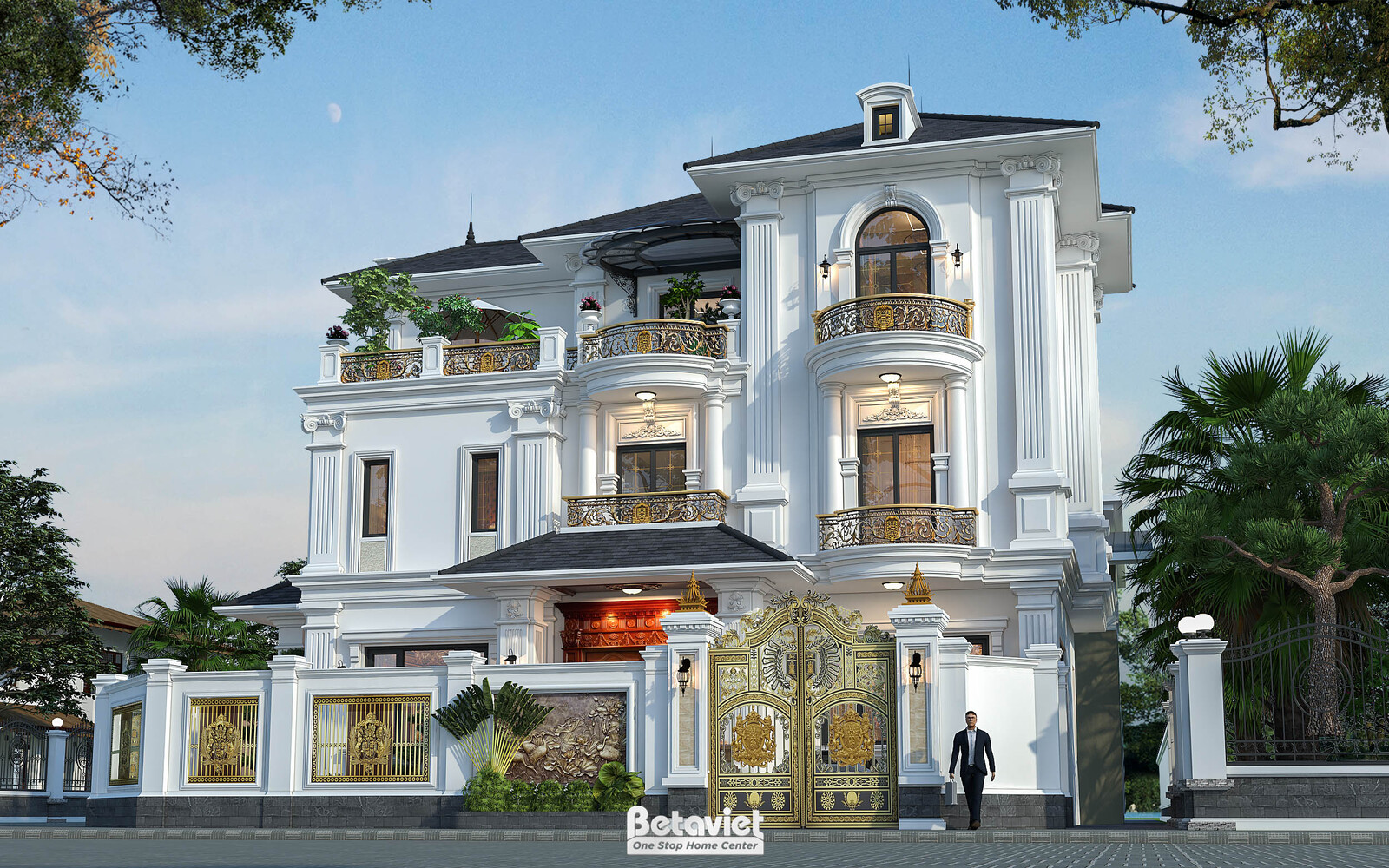 Biệt thự 3 tầng tân cổ điển KT2009381 – phối cảnh mặt tiền (3)