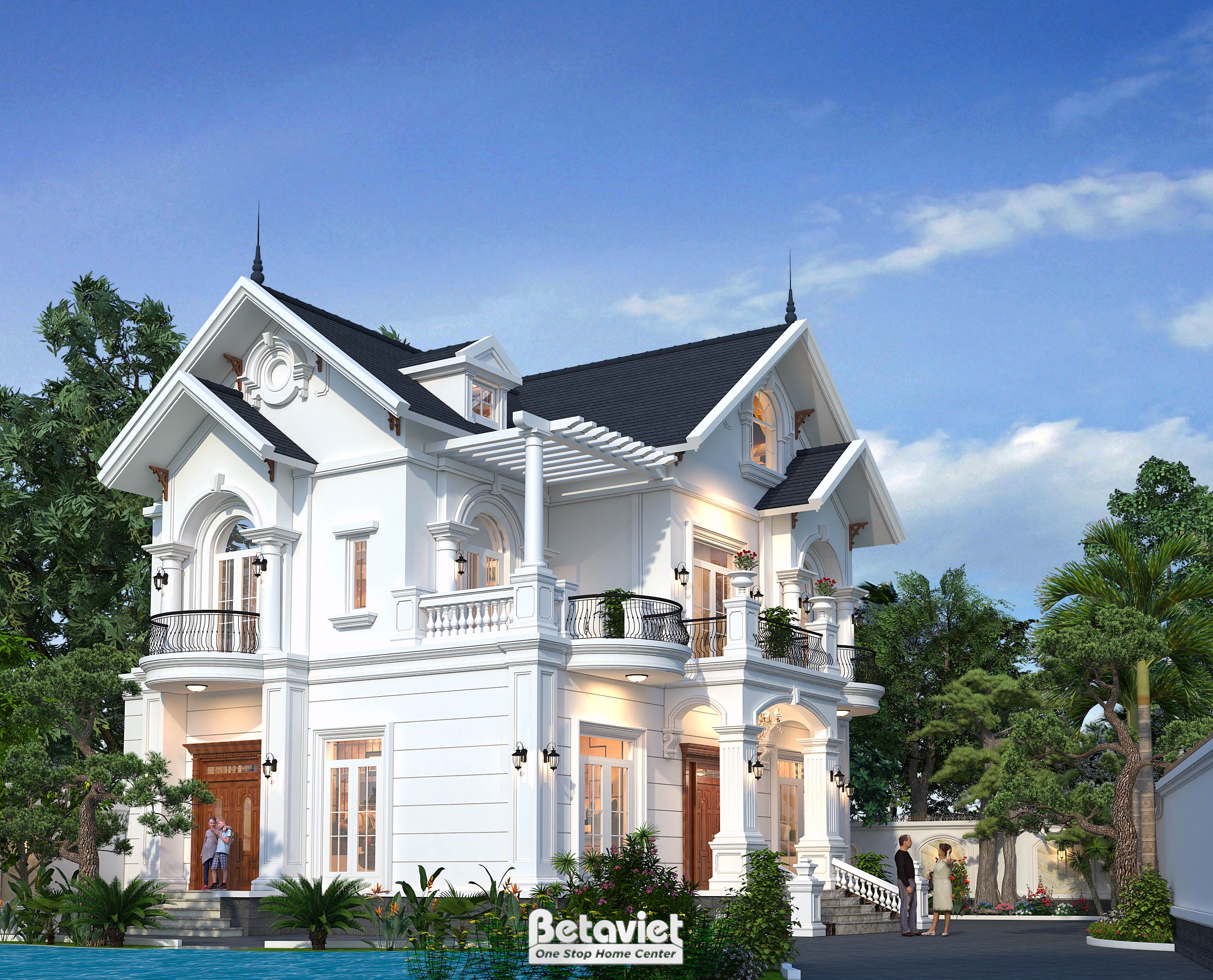 Biệt thự mái Thái kết hợp tân cổ điển tại Hưng Yên KT5004382 độ dốc mái