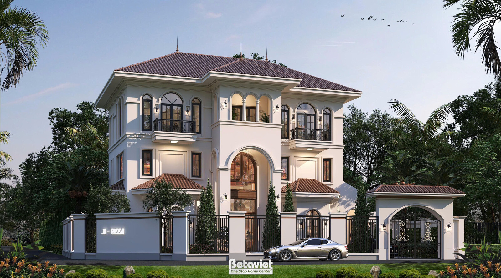Biệt thự 3 tầng địa trung hải KT2009403 – phối cảnh mặt tiền