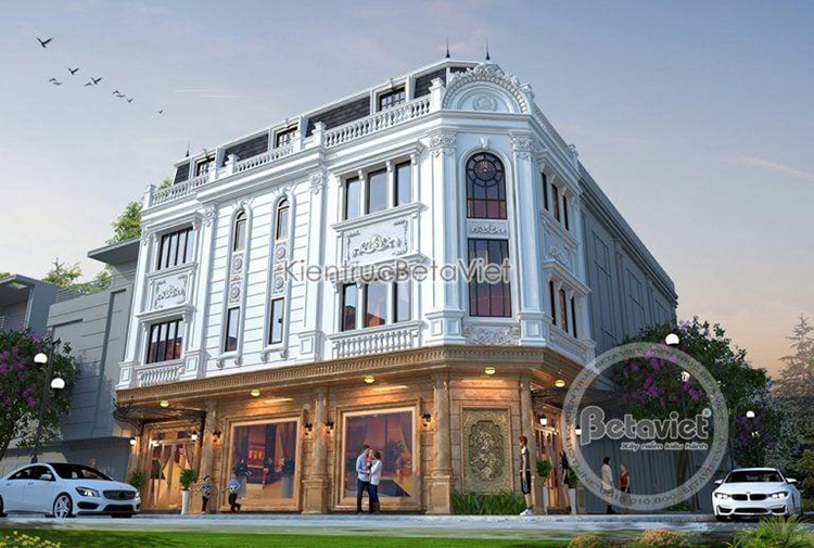 Shophouse tân cổ điển 4 tầng kết hợp kinh doanh tại Tuyên Quang KT19018 – phối cảnh mặt tiền
