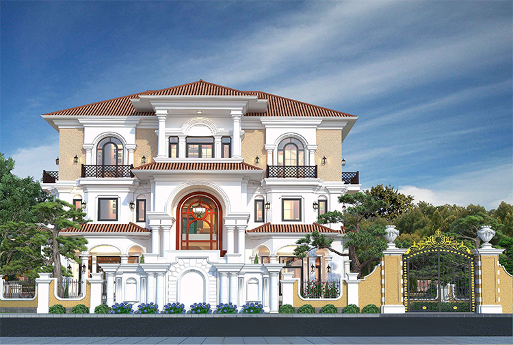 Thiết kế biệt thự Địa Trung Hải 3 tầng tại Hà Nội 580m² – KT25829