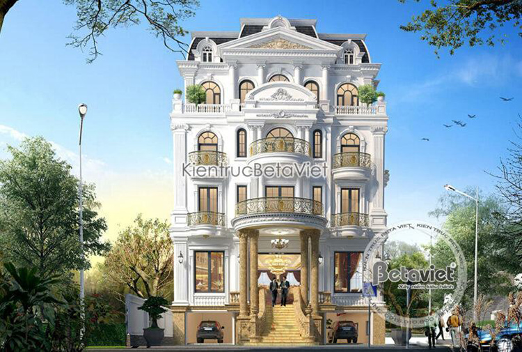 Thiết kế khách sạn tân cổ điển 5 tầng kết hợp nhà hàng tại Nghệ An KT19307