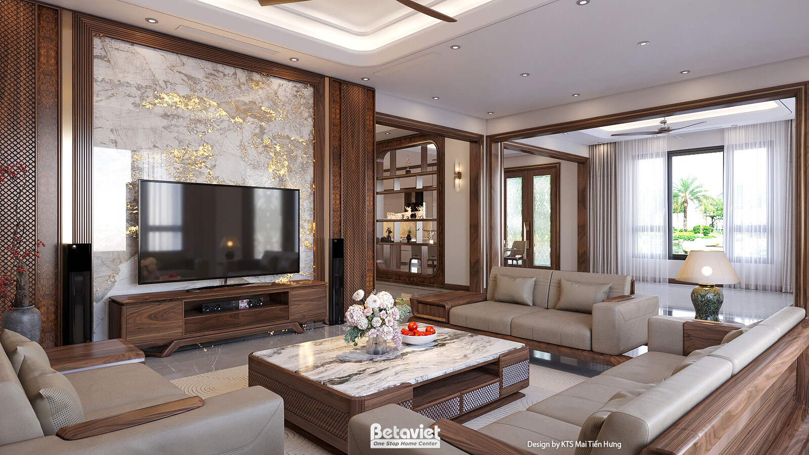 Nội thất phòng khách biệt thự hiện đại gỗ NT2009342 – góc nhìn 4