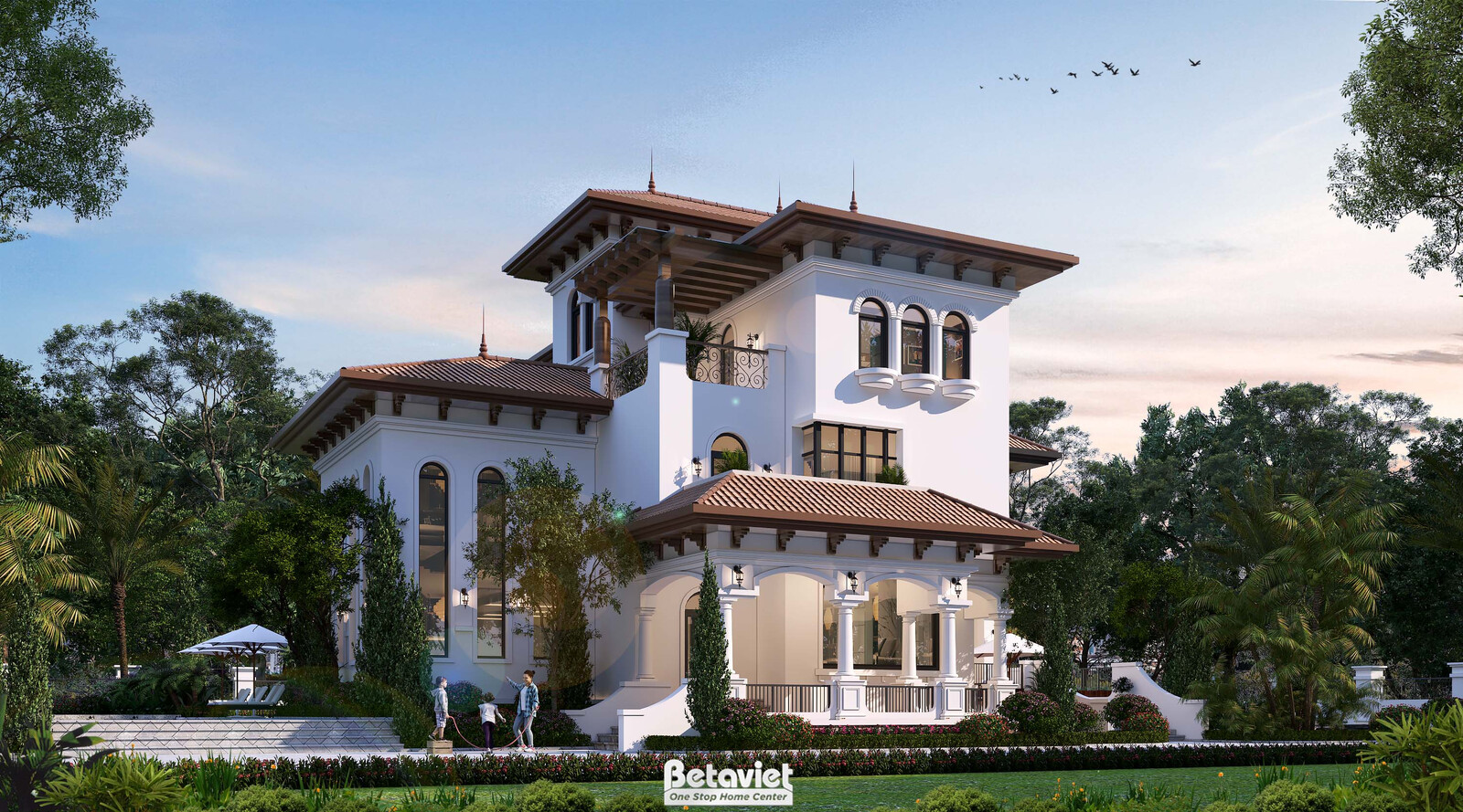 Biệt thự 3 tầng địa trung hải KT25839 – phối cảnh mặt tiền