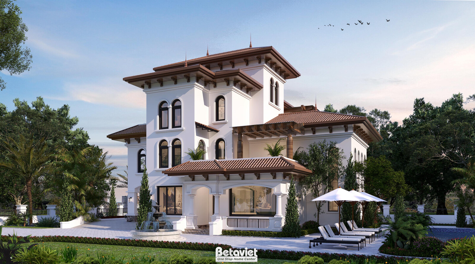 Biệt thự 3 tầng địa trung hải KT25839 – sân vườn