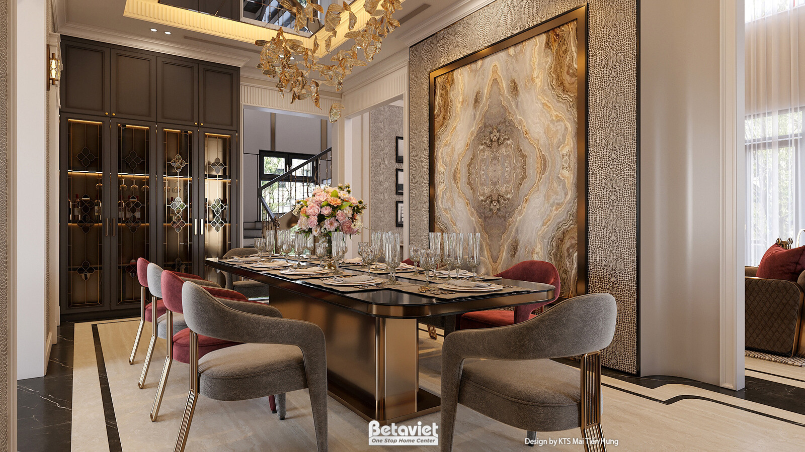 Nội thất phòng ăn biệt thự hiện đại luxury NT5021106 – góc nhìn 3
