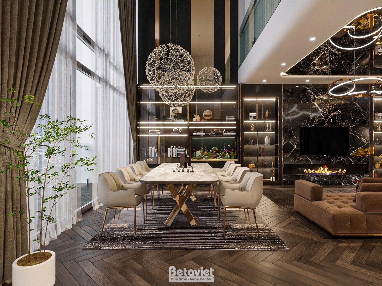 Thiêt kế nội thất phòng ăn Penthouse hiện đại luxury Ciputra NT25845