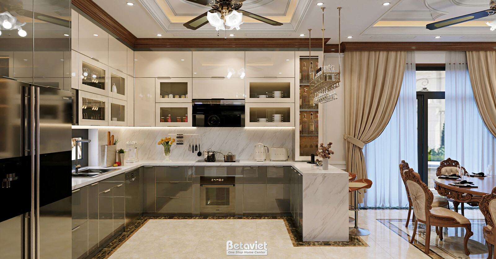 Nội thất phòng ăn biệt thự tân cổ điển NT2009277 – góc nhìn 3